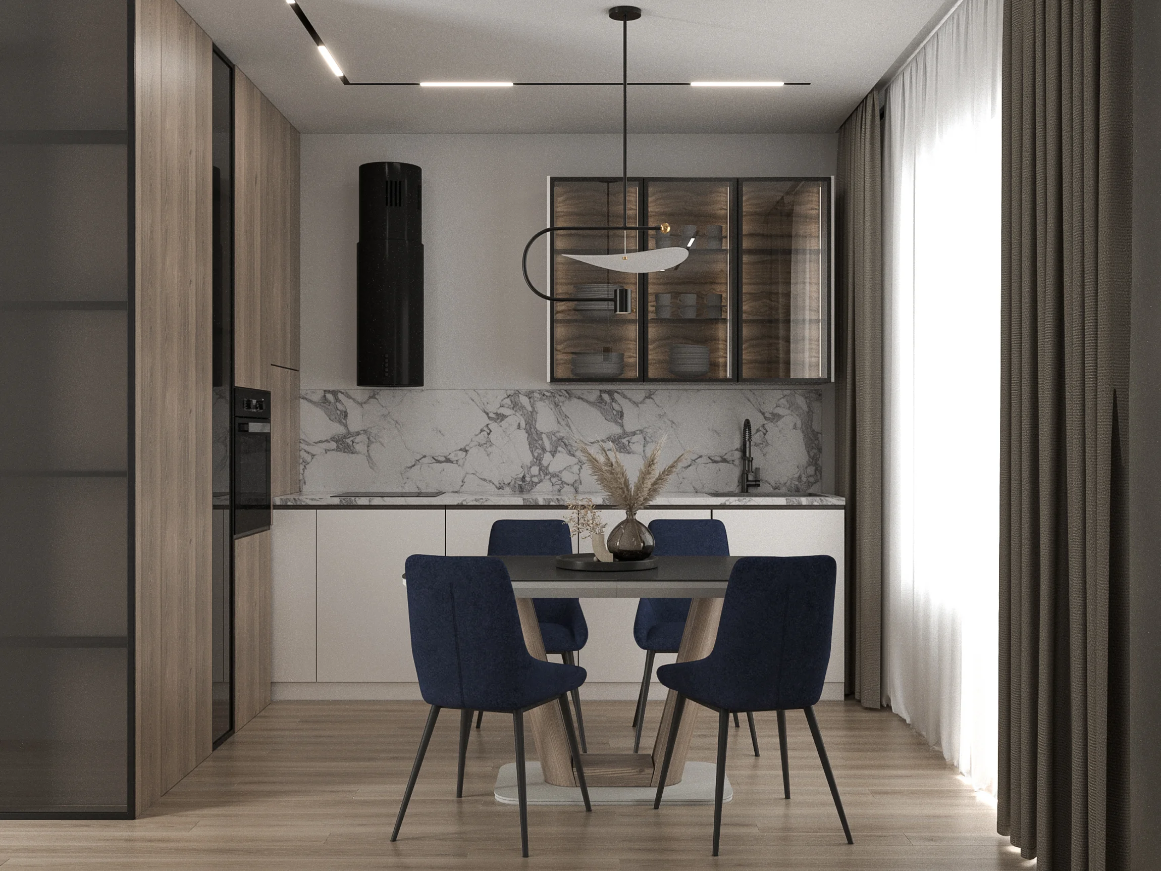 Дизайн-проект студии с просторной кухней